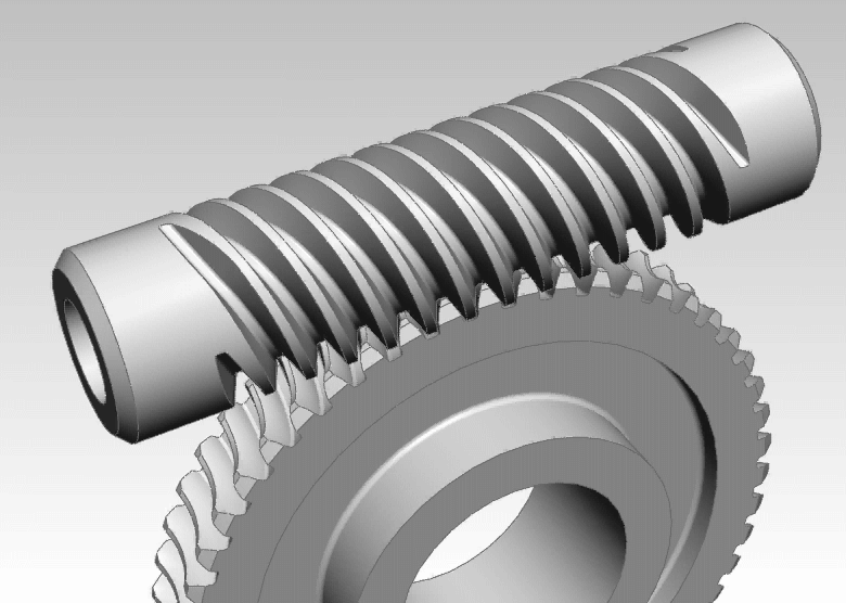 Animated image of worm gear pair in motion